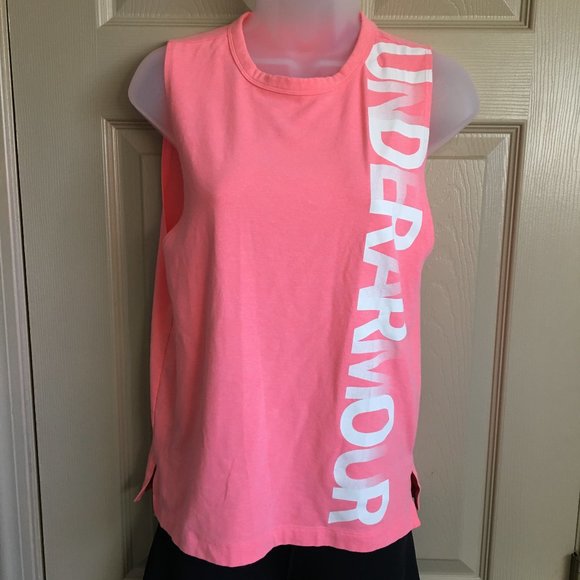 UnderArmour HEATGEAR Loose Pink Muscle Tank, XS - Picture 2 of 6